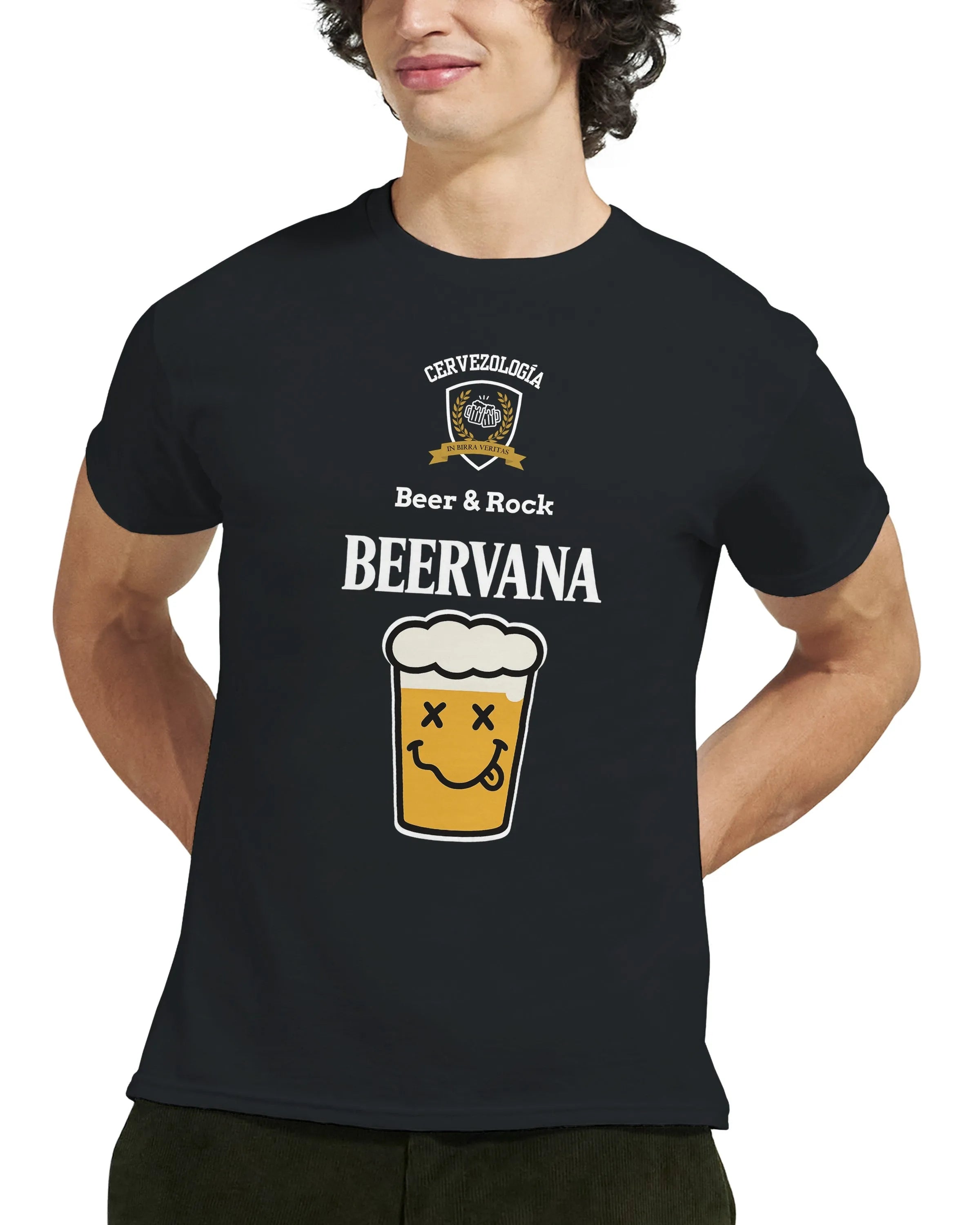 Camiseta cervecera manga corta Cervezología Camiseta beer & Rock Beervana  cervezología