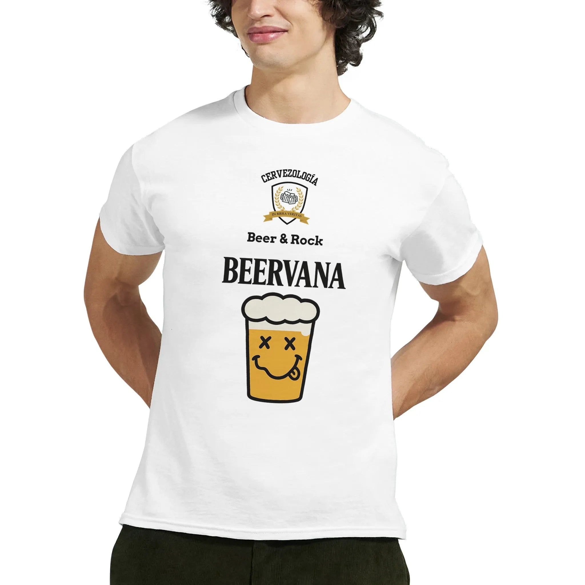 Camiseta cervecera manga corta Cervezología Camiseta beer & Rock Beervana  cervezología