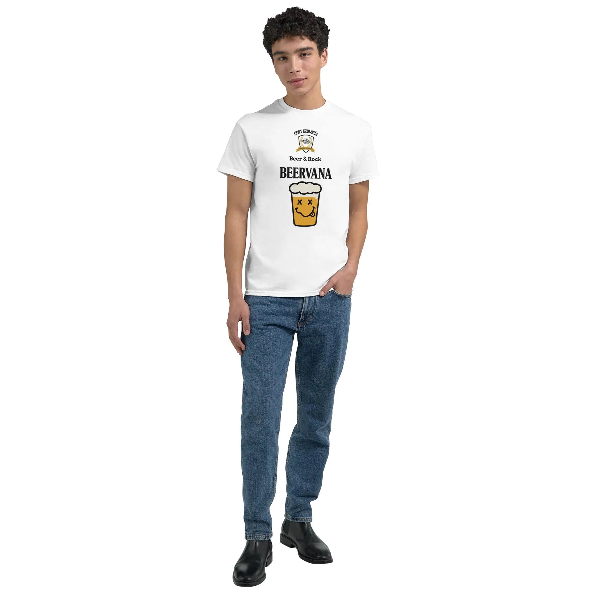 Camiseta cervecera manga corta Cervezología Camiseta beer & Rock Beervana  cervezología