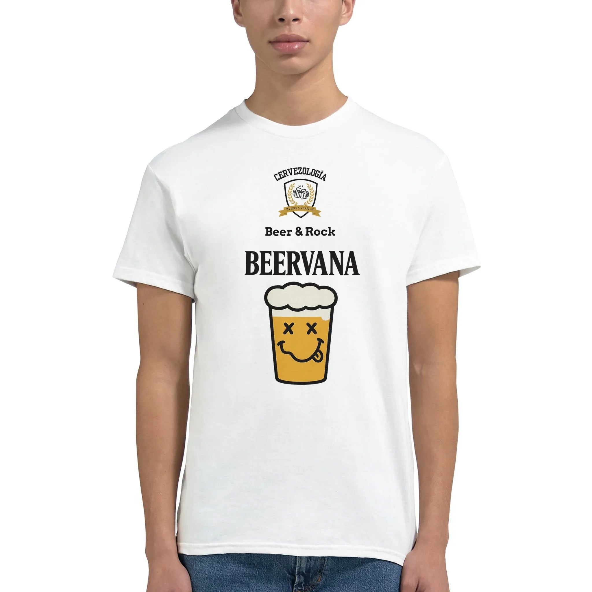 Camiseta cervecera manga corta Cervezología Camiseta beer & Rock Beervana  cervezología