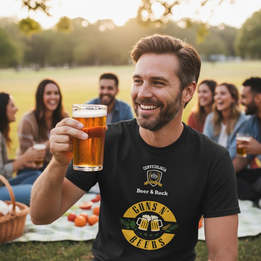 Camiseta beer & Rock Guns N’ Beers