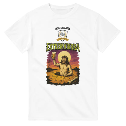 Camiseta blanca con estampado gráfico “Extremabirra” en el pecho