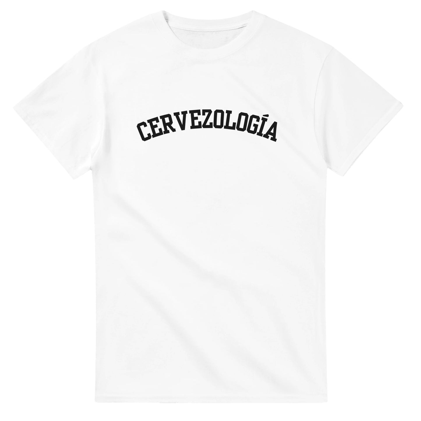 Camiseta blanca lisa con estampado CERVEZOLOGÍA centrado en el pecho