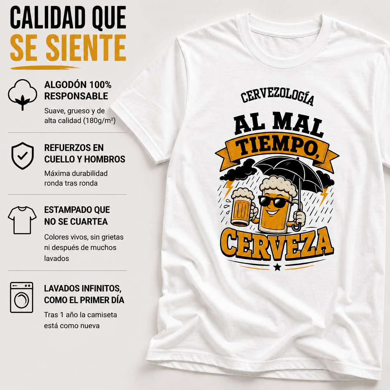 Camiseta al mal tiempo, cerveza