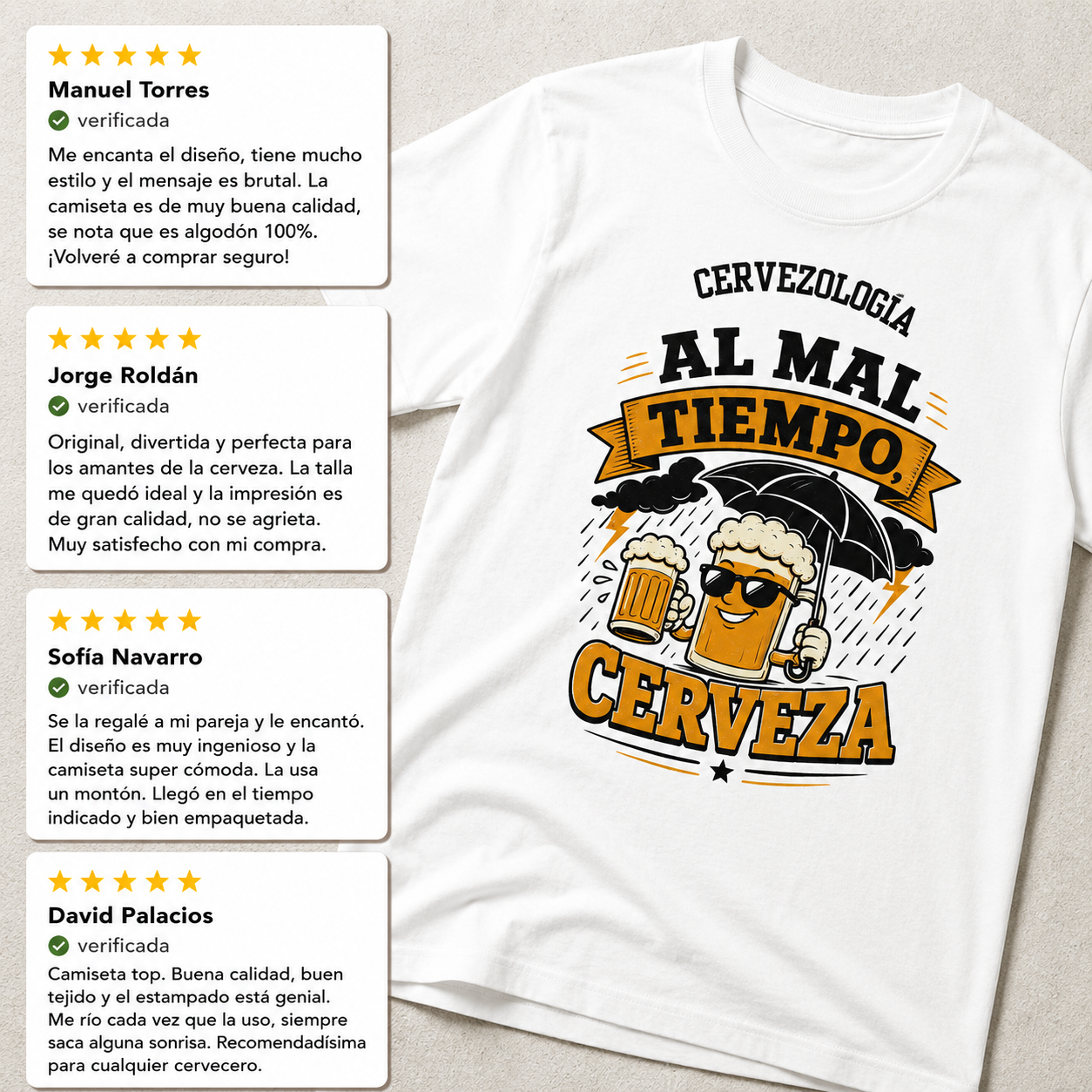 Camiseta al mal tiempo, cerveza