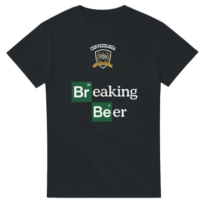 Camiseta negra de manga corta con estampado «Breaking Beer» en el centro