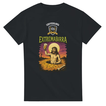 Camiseta negra con estampado gráfico “Extremabirra” en el pecho
